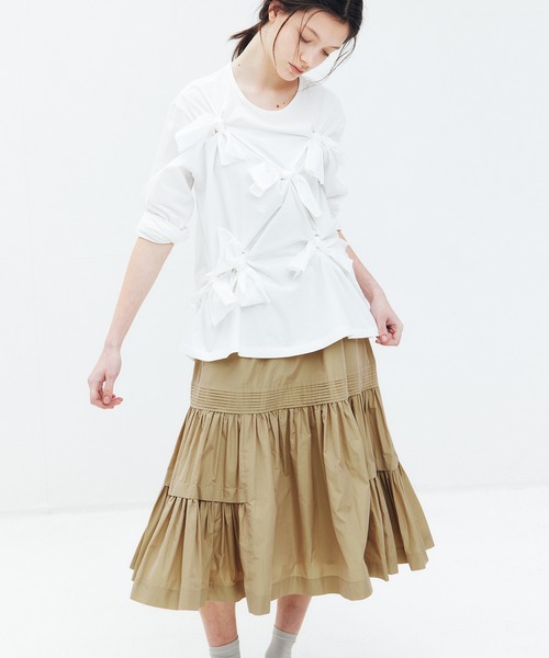LE CIEL BLEU（ルシェルブルー） tシャツ ボウディテールLS Tシャツ