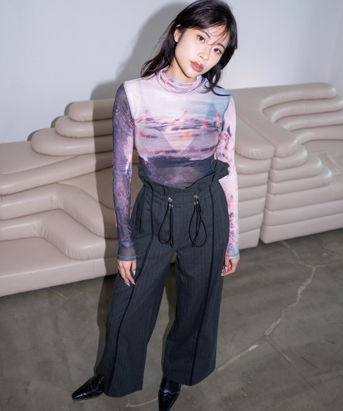 「JUEMI」 スラックス MEDIUM ライトグレー レディース_画像3