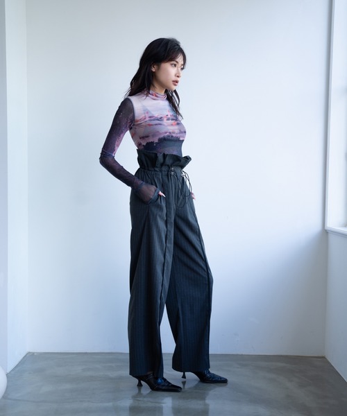 「JUEMI」 スラックス MEDIUM ライトグレー レディース_画像4