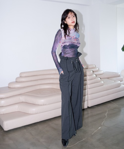 「JUEMI」 スラックス MEDIUM ライトグレー レディース_画像6