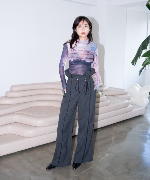 「JUEMI」 スラックス MEDIUM ライトグレー レディース_画像9