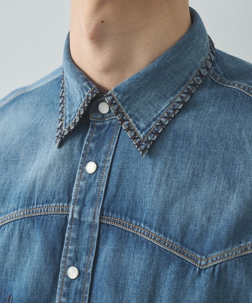 KHOKI（コッキ） シャツ 「KHOKI/コッキ」Hand-Embroidered Denim