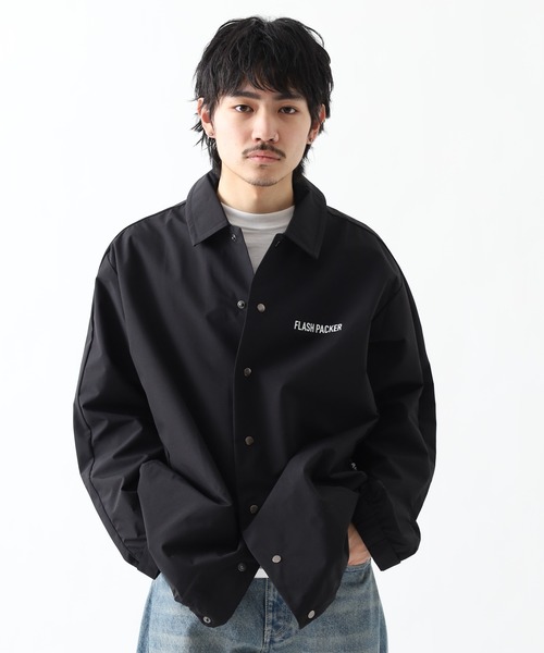 FLASH PACKER コーチジャケット ナイロンジャケット XL ブラック FLASH PACKER（フラッシュパッカー） ナイロンジャケット ウィンド