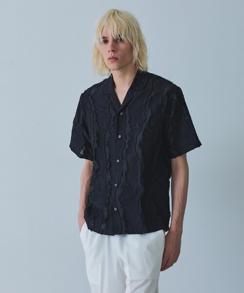 5351 POUR LES HOMMES シャツ カットジャカード オープンカラーシャツ 