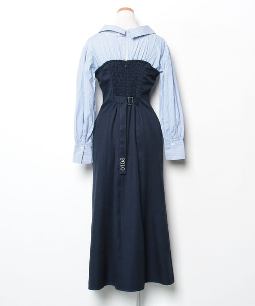 「POLO BCS」 長袖ワンピース MEDIUM ネイビー レディース_画像2