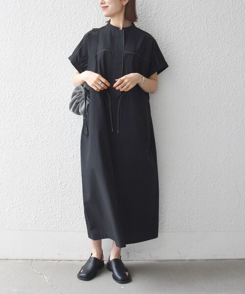 UNDERCOVER ブラック 半袖 ひざ丈ワンピース　サイズ2 SHIPS any ワンピース 半袖 any:「防しわ/接触冷感/洗濯機可能