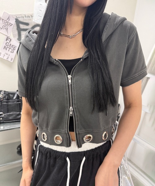 パーカー ハトメラウンドZIPパーカー レディース メンズ : ZOZOTOWN