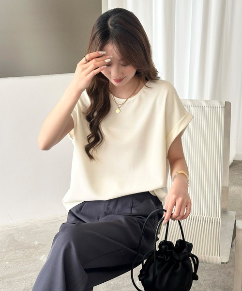 DAY CLOSET tシャツ 「こなれて見えるサイドスリット」無地 フレンチ