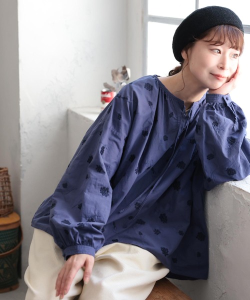 「soulberry」 長袖ブラウス M ネイビー レディース_画像2