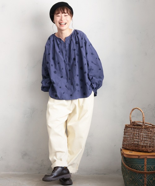 「soulberry」 長袖ブラウス M ネイビー レディース_画像3
