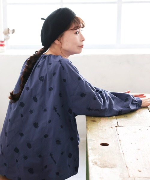 「soulberry」 長袖ブラウス M ネイビー レディース_画像4
