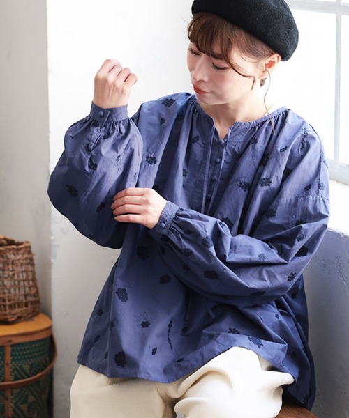 「soulberry」 長袖ブラウス M ネイビー レディース_画像6