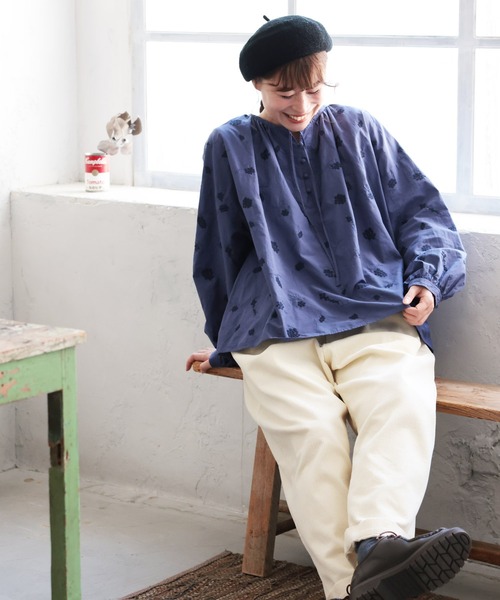 「soulberry」 長袖ブラウス M ネイビー レディース_画像7