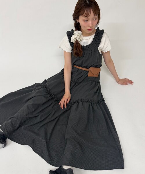 w closet(ダブルクローゼット) ワンピース 2WAYフリルドロスト w closet(ダブルクローゼット) ワンピース 2WAYフリルドロスト