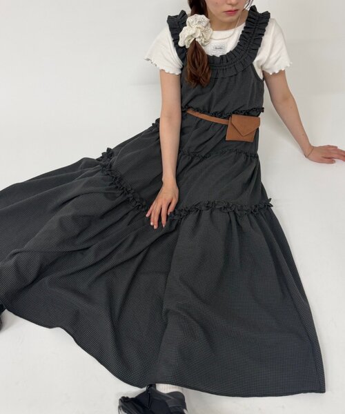 DOUBLE STANDARD CLOTHING フリル ティアード ワンピース w closet（ダブルクローゼット） ワンピース 2WAYフリルドロスト