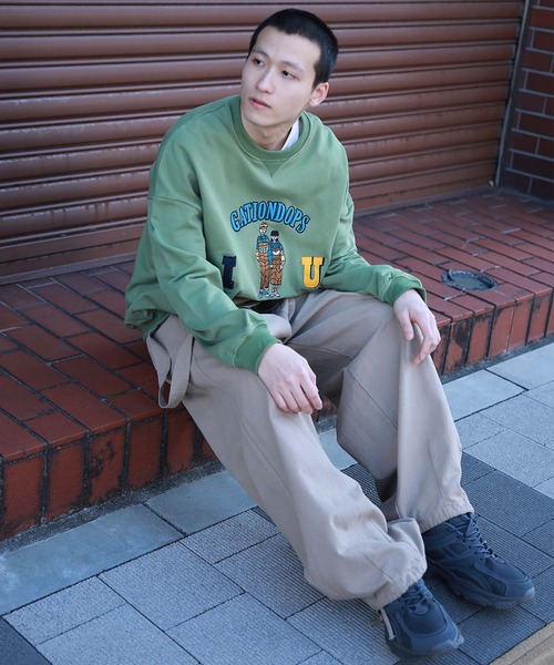 トレーナー スウェット 「HOOK」カップル刺繍トレーナー メンズ