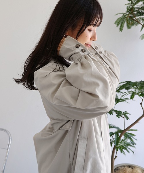 andme トレンチコート コート ナイロンオーバーサイズトレンチ