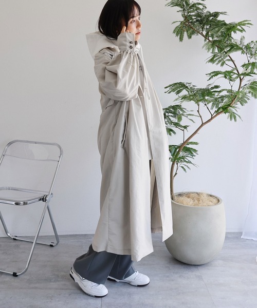andme トレンチコート コート ナイロンオーバーサイズトレンチ