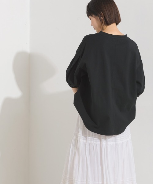 tシャツ ボリュームタックプルオーバー レディース OMNES（ファッション） tシャツ 撥水加工タックボリューム半袖T