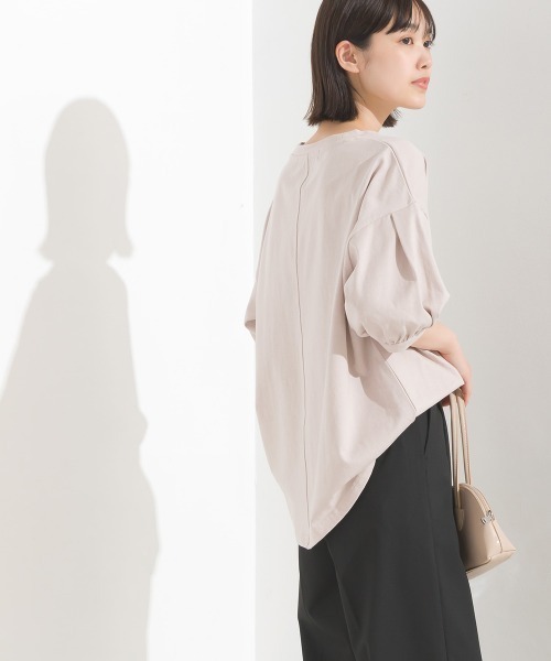 tシャツ ボリュームタックプルオーバー レディース OMNES（ファッション） tシャツ 撥水加工タックボリューム半袖T