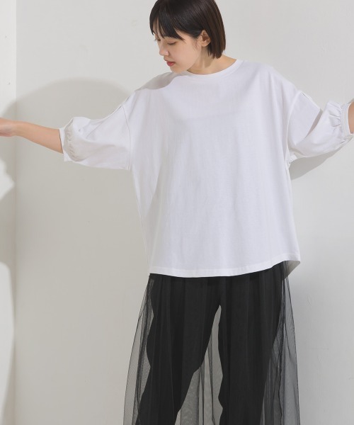 OMNES（ファッション） tシャツ 撥水加工タックボリューム半袖T