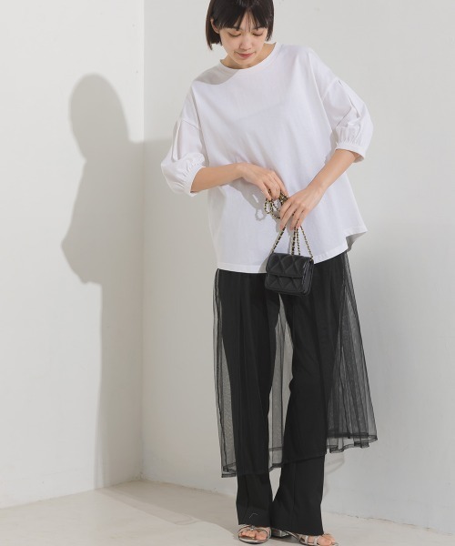 OMNES（ファッション） tシャツ 撥水加工タックボリューム半袖T