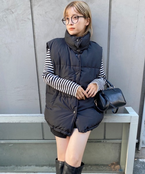 TO BE CHIC ブラックダウンベスト 40 ロイカストレッチ ダウンコート(コート)｜TO BE CHIC(トゥー ビー