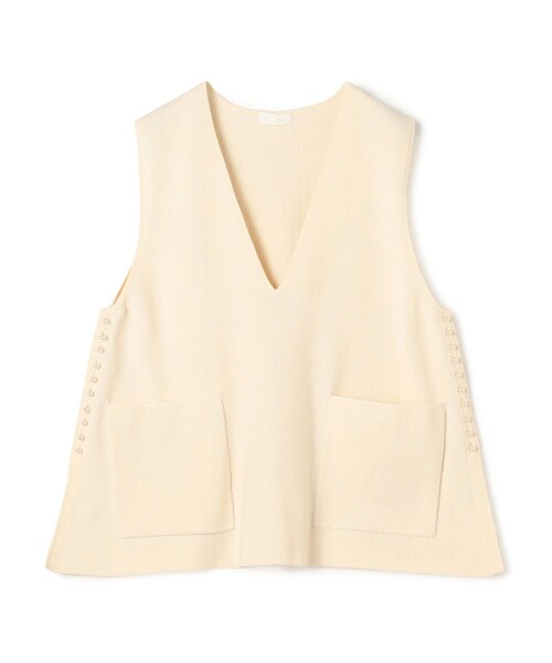 Ballseyボールジィ美品パールジレベスト Ballsey ベスト ジレ パールコンビ Vネックベスト レディース