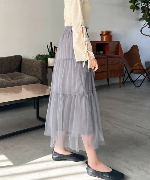 スカート チュールティアードロングスカート : ZOZOTOWN Yahoo