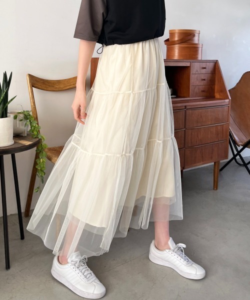 スカート チュールティアードロングスカート : ZOZOTOWN Yahoo