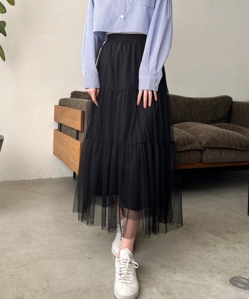 【新品未使用】ブルレア bluelea チュールティアードスカート long Tulle tiered skirt | Bluelea