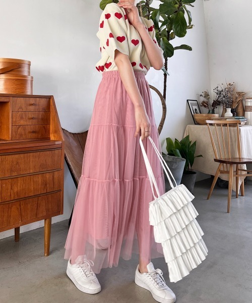 【SinceThen】 tulle Skirt チュール ティアード スカート ap retro スカート チュールティアードスカート : ZOZOTOWN