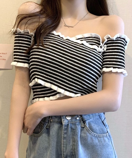 determ 23ss オフショルダー トップス determ/デターム】《STUDIOUS別注》OFF SHOULDER TOPS/オフ