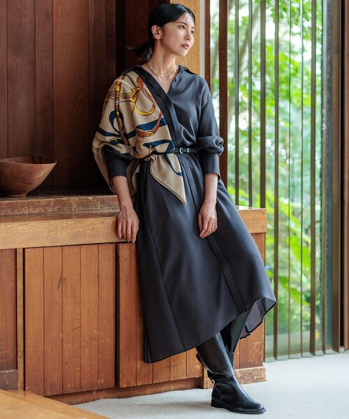 美品】ロペ ベルテッドコート ベルトリボン カシミア混 女優襟