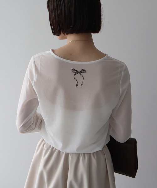 tシャツ シアースリーブプルオーバー レディース セール】 〈手洗い可能〉シアー コンビ プルオーバー （Tシャツ