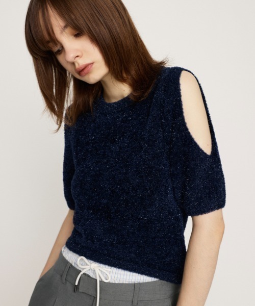 ニット セーター SHAGGY CUTOUT TOPS シャギー カットアウト トップス レディース