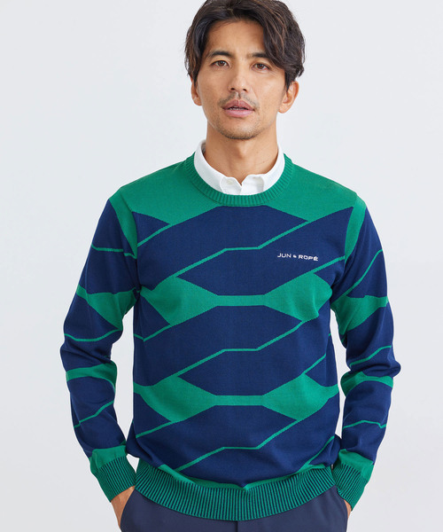 JUN&ROPE' セーター ニット ロープ柄長袖プルオーバー メンズ