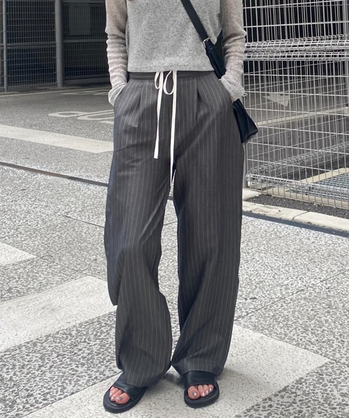 I-SOOK（アイスー） スラックス パンツ レイヤードストライプパンツ