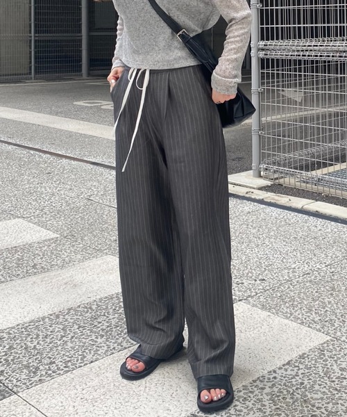 I-SOOK（アイスー） スラックス パンツ レイヤードストライプパンツ