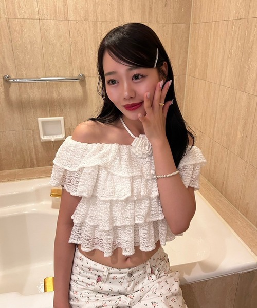 uncrave white 23SS 阪急梅田POPUP限定フリルブラウス one after another NICE CLAUP シャツ ブラウス 「plume