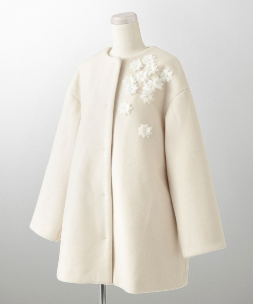 huit bouquet】エコファーコンビ ショート コート ノーカラー HUIT