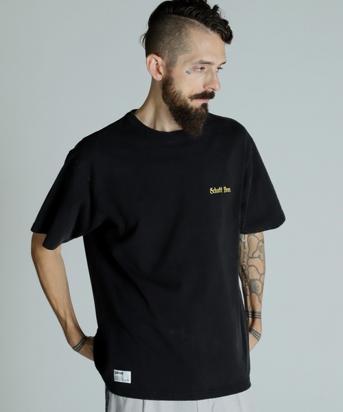 Schott ショット★ ノースリーブ Tシャツ　ブラック　M Schott N.Y.C ショット プリント ヘンリーネック 長袖Tシャツ