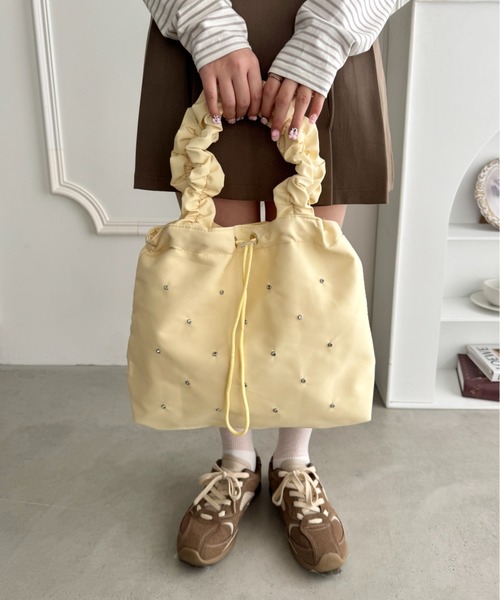 Loueme トートバッグ フリルショルダービジュートートバッグ