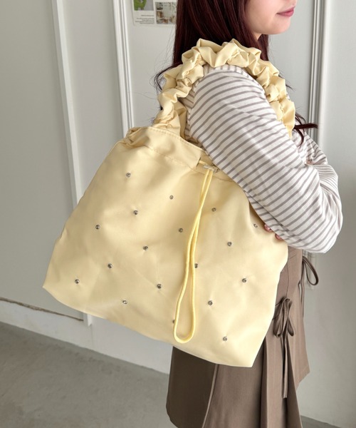 Loueme トートバッグ フリルショルダービジュートートバッグ