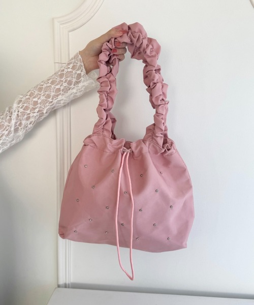 Loueme トートバッグ フリルショルダービジュートートバッグ