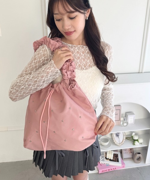 Loueme トートバッグ フリルショルダービジュートートバッグ 