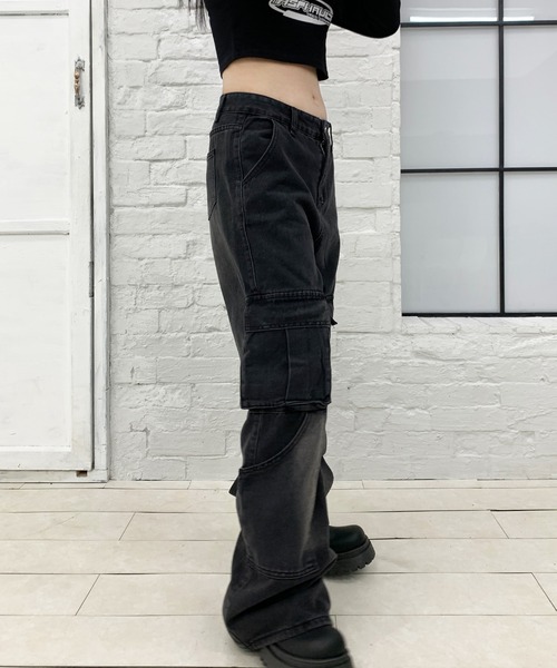 lilful カーゴパンツ グランジ ルーズシルエット ウォッシュ加工