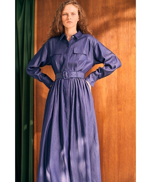 Estella.K ワンピース Rosaria Shirt Long Dress シャンブレーデニム