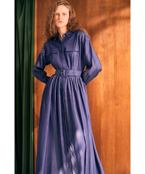 Estella.K ワンピース Rosaria Shirt Long Dress シャンブレーデニム