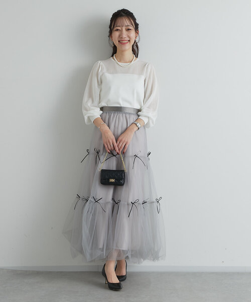 La boutique BonBon - La boutique BonBon シアービスチェ風切り替えニット 上品な透け感】シアービスチェ風切り替えニット | La boutique